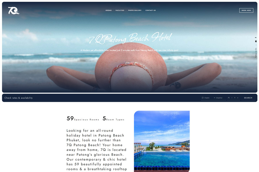 7Q Patong Hotel in Phuket, Thailand Web Design