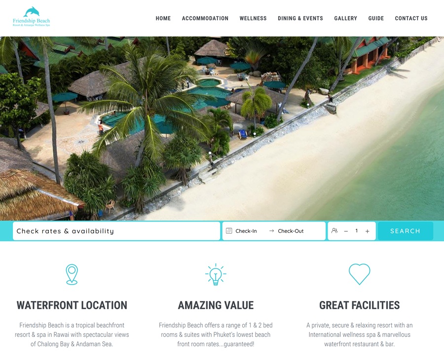 Friendship Beach Resort Hotel in Phuket Thailand web design by The Percentage Company