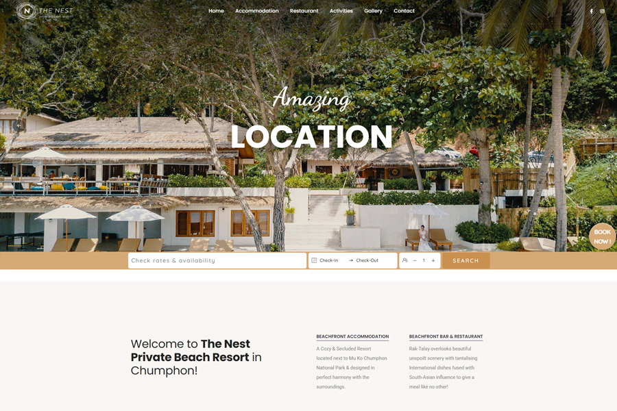 The Nest Private Beach Resort Hotel Web Design & Digital Marketing