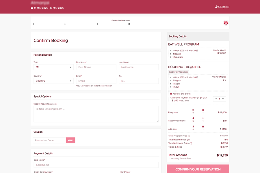 The Percentage App - Package Booking System