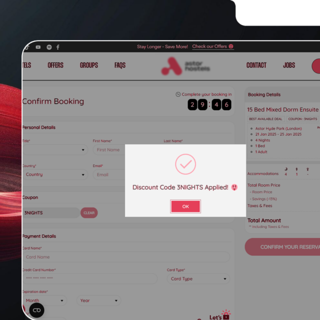 The Percentage Hostel Booking Engine